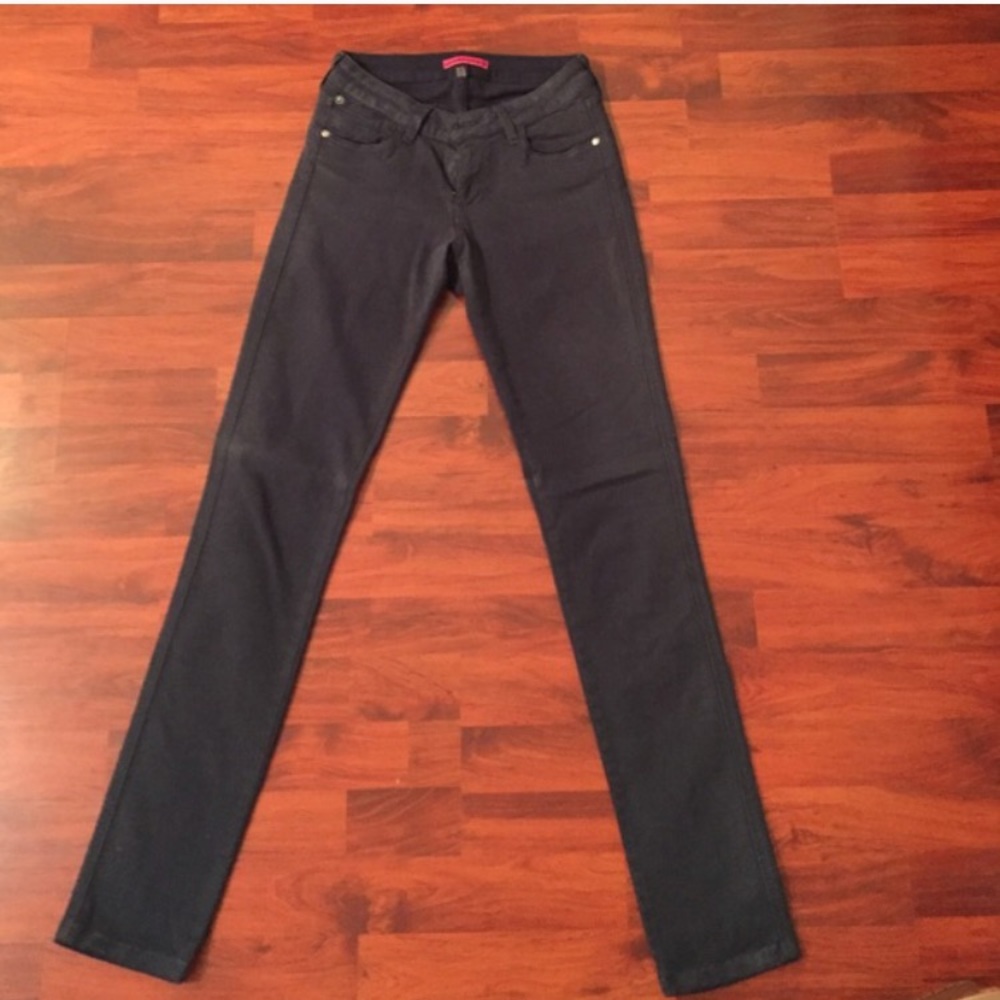 Wax coated skinny jeans